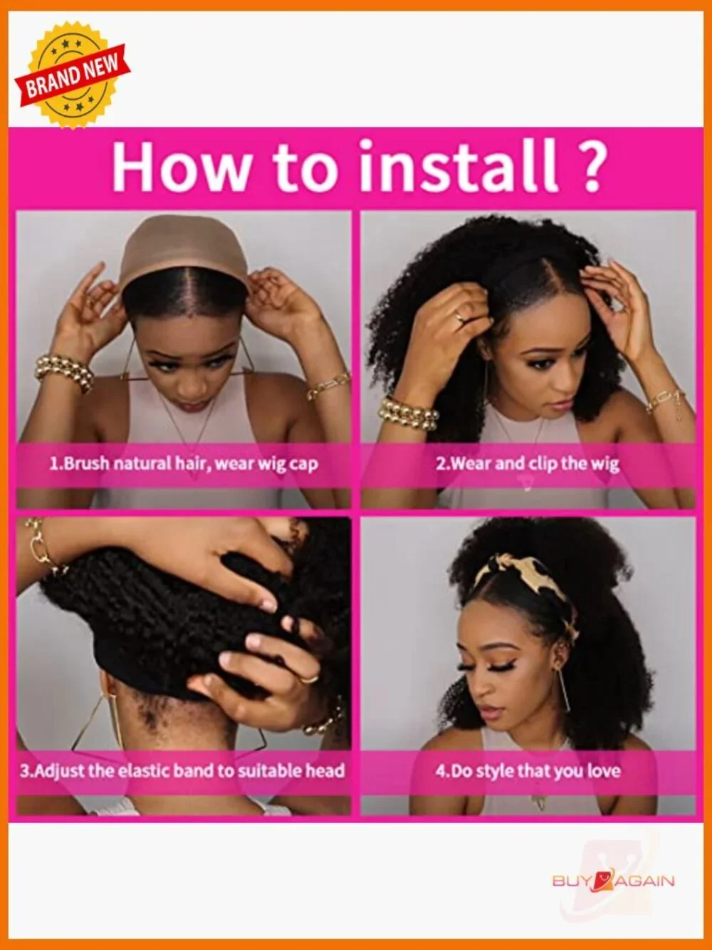 Deep Wave Headband Wig 14 Inch Human Hair Machine Made No Glue No Sew